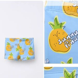 Zara Blue and Yellow Pineapple Swim Trunks